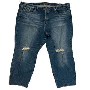 Torrid Feel The Fit Size 28 R High Rise Straight Button Fly Factory Distressed